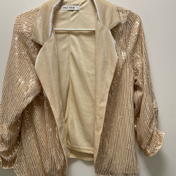 Grace Karin Medium Gold Sequin Jacket Holiday $159 - Picture 1 of 6
